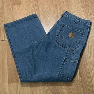 Vintage Made In USA Carhartt Double Knee Utility Logger Jeans 34x30 B73DST